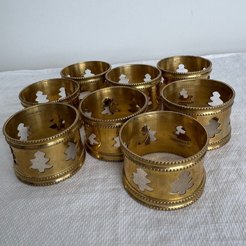 Vintage Brass Napkin Rings - Set of 8